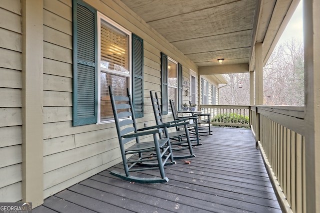 deck featuring covered porch