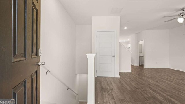 hallway featuring dark hardwood / wood-style flooring