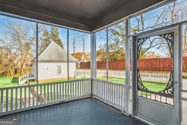 view of unfurnished sunroom