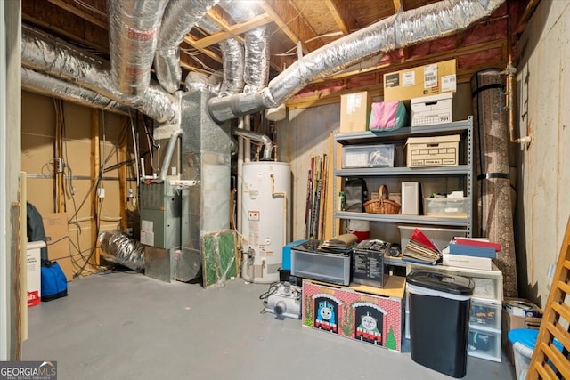 storage room with gas water heater