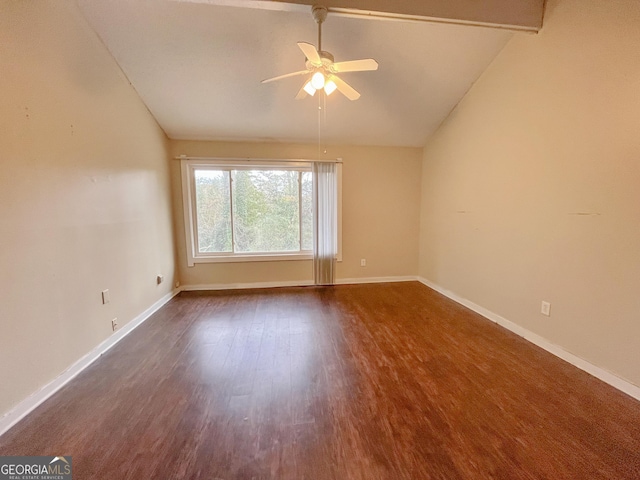 1153 Village Main St, Stone Mountain, GA 30088 - unfurnished room with vaulted ceiling, ceiling fan, dark wood finished floors, and baseboards