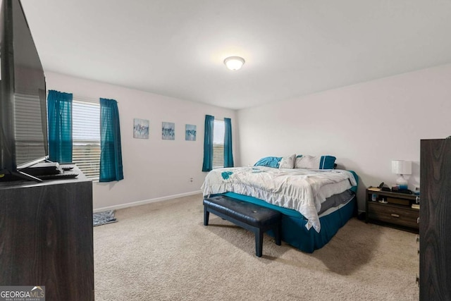 carpeted bedroom with multiple windows