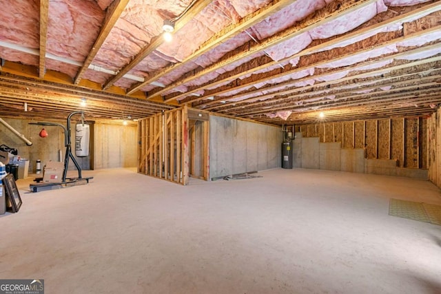 basement featuring electric water heater