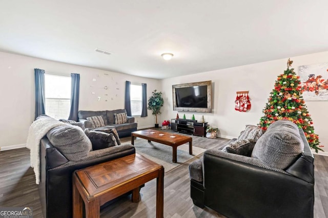 living room featuring hardwood / wood-style floors