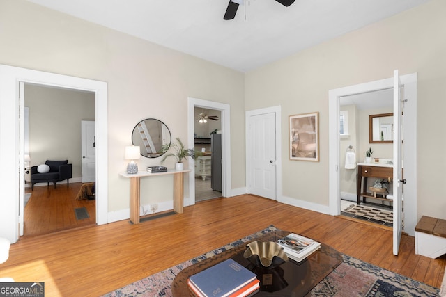 living room with hardwood / wood-style flooring