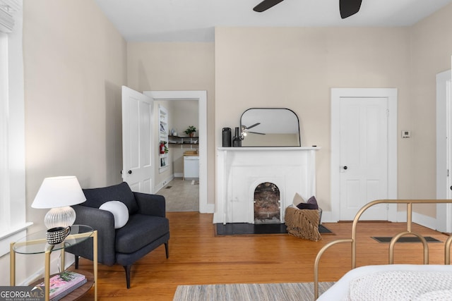 living room with wood-type flooring