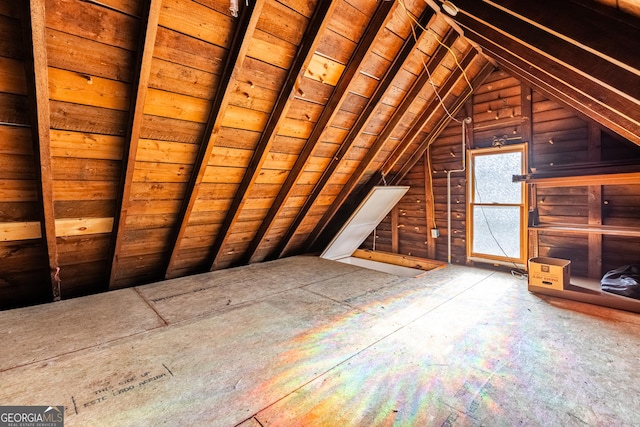 view of unfinished attic