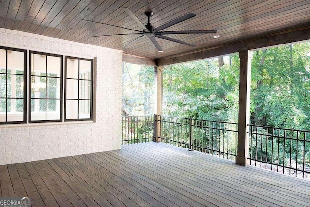 wooden terrace with ceiling fan