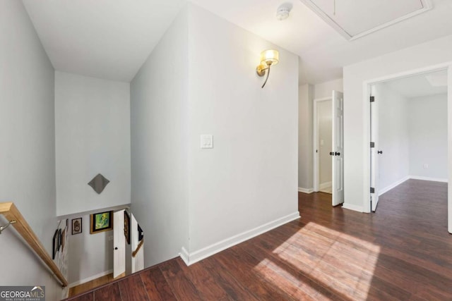 interior space with dark hardwood / wood-style floors