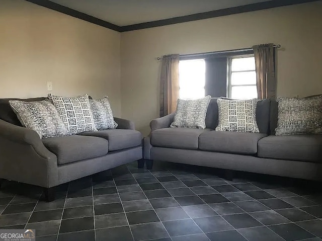 living room featuring ornamental molding