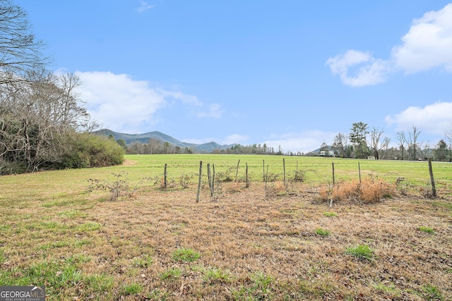 view of yard featuring a mountain view and a rural view