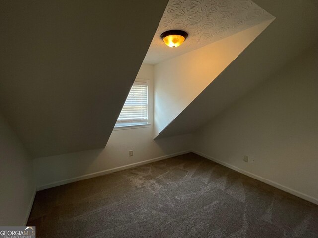 additional living space with carpet flooring and lofted ceiling