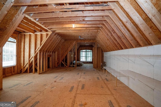 view of unfinished attic