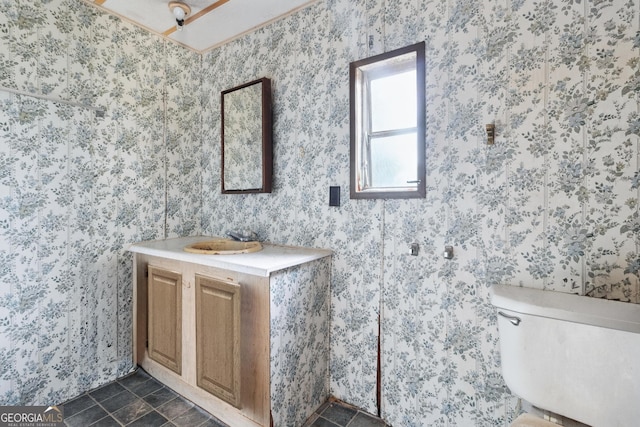 bathroom with vanity and toilet