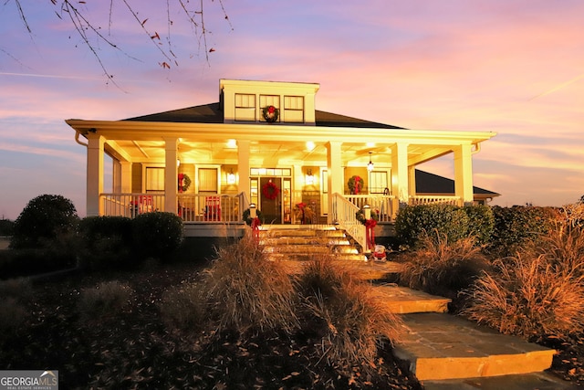 view of front of home with covered porch