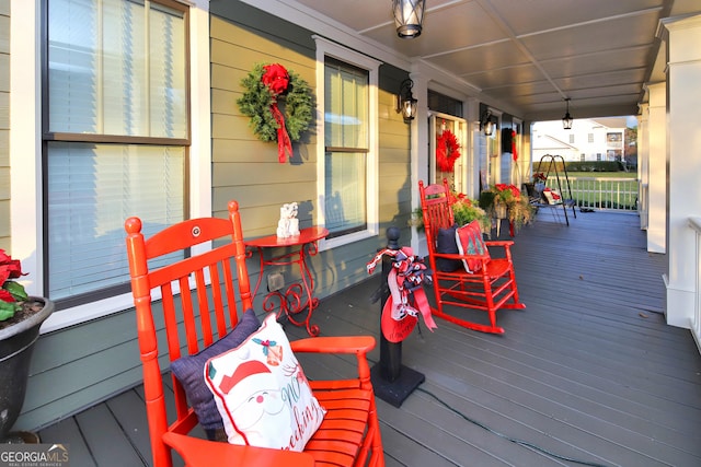 deck with covered porch