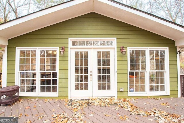 view of outdoor structure featuring french doors