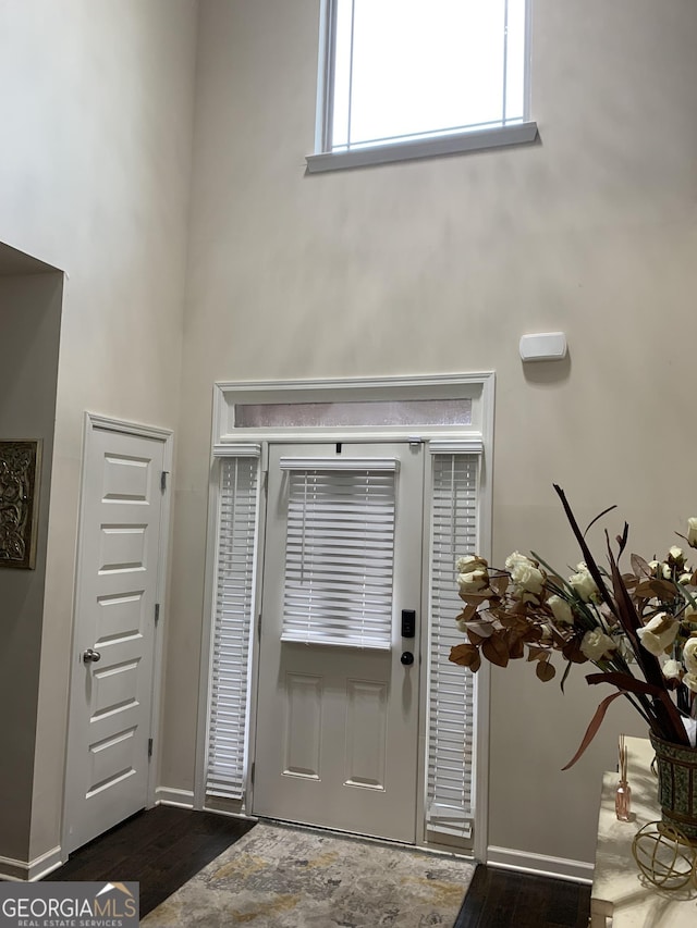 entryway featuring dark wood-type flooring