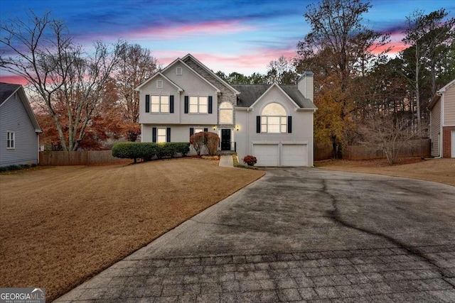 view of property with a garage