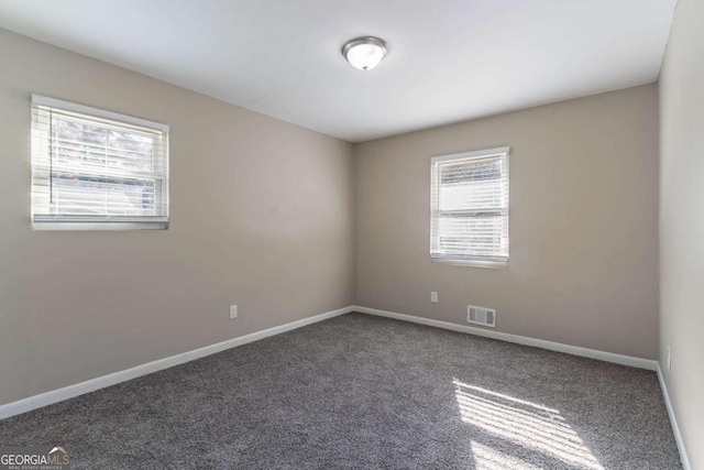 empty room with a wealth of natural light and carpet