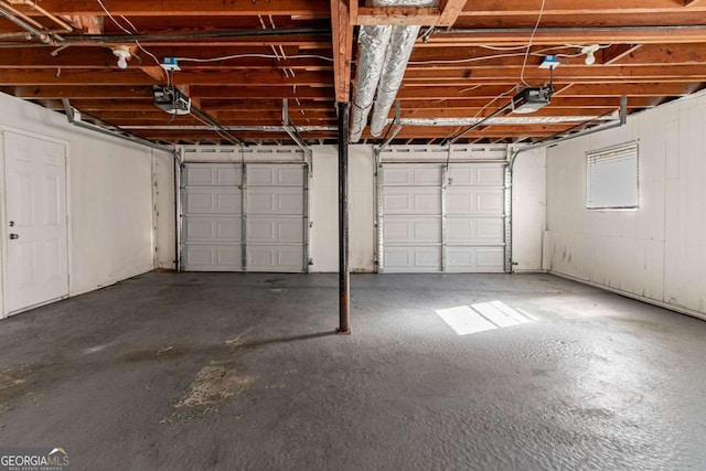 garage with a garage door opener