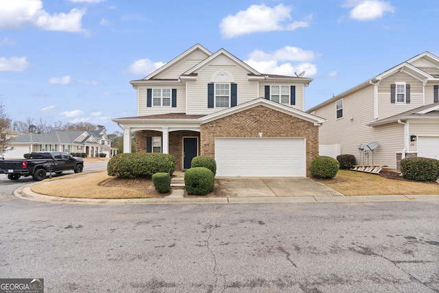 view of front property with a garage