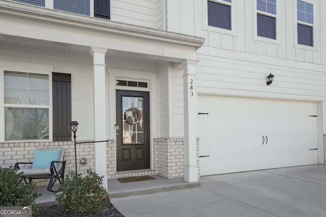 entrance to property with a garage