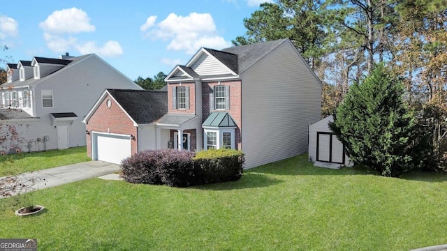 view of front of property with a garage and a front yard