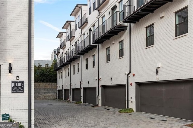 view of building exterior with a garage