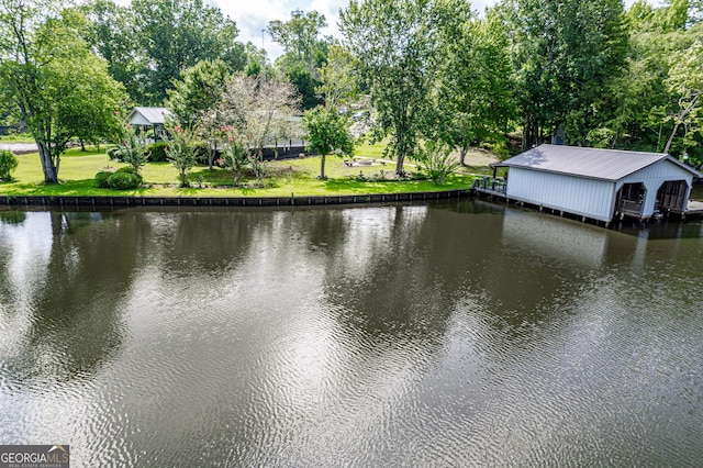 view of water feature featuring a dock