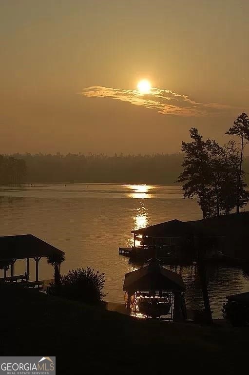 property view of water featuring a gazebo