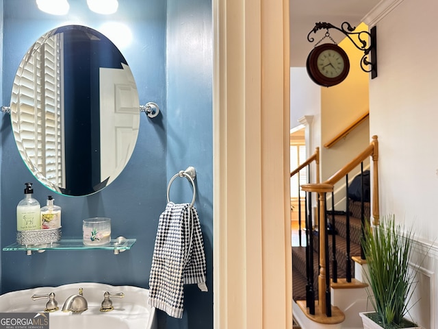 bathroom featuring sink and crown molding