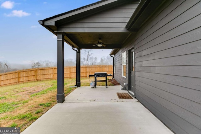 view of patio with ceiling fan