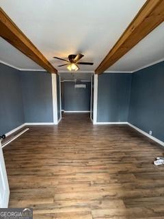 bonus room featuring beam ceiling and hardwood / wood-style flooring