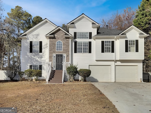 view of front of house with a garage