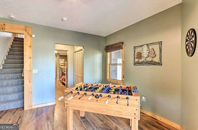 playroom featuring hardwood / wood-style floors