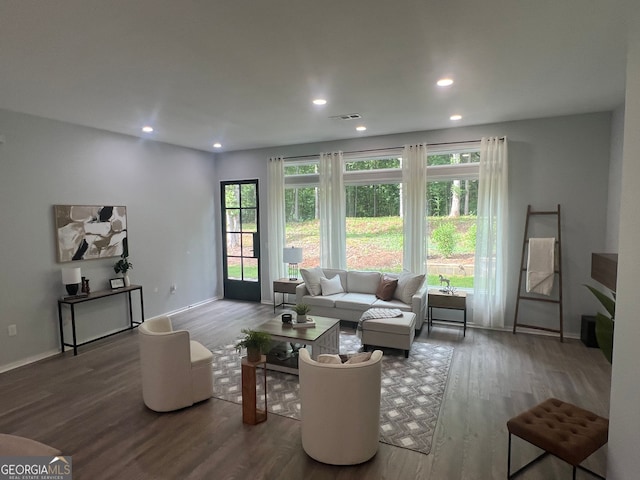 living room featuring hardwood / wood-style flooring