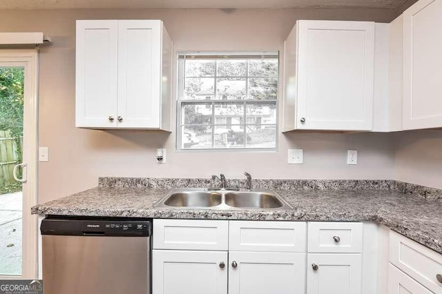 kitchen featuring sink, white cabinets, and stainless steel dishwasher