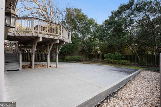 view of patio featuring a deck