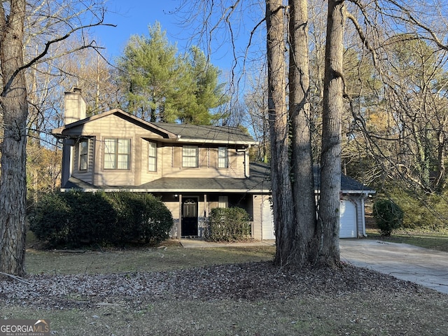 front facade with a garage