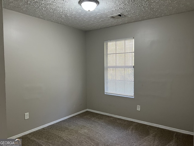 spare room with carpet and a textured ceiling