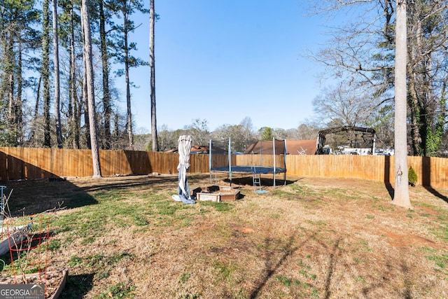 view of yard featuring a trampoline