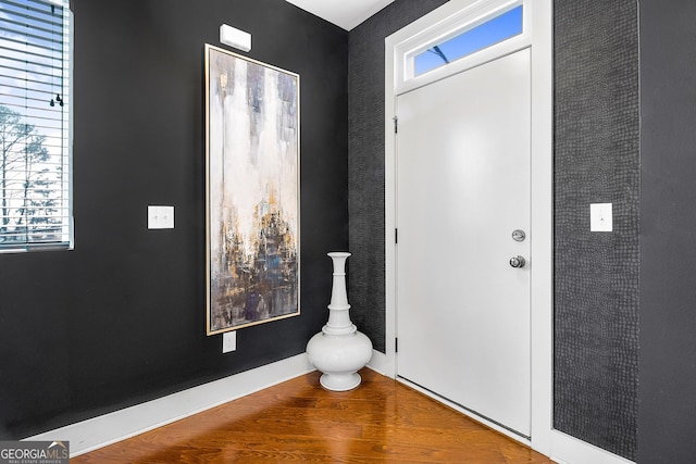 entrance foyer featuring hardwood / wood-style flooring and a wealth of natural light