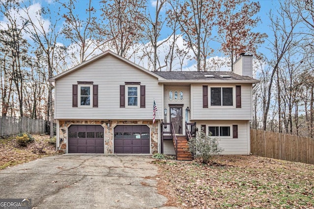 bi-level home with a garage