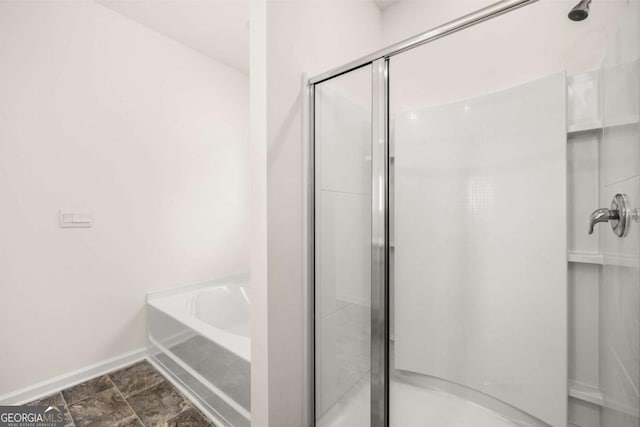 bathroom with plus walk in shower