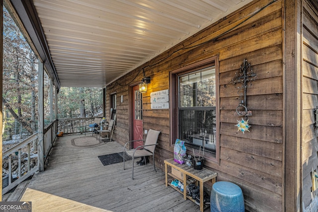 deck featuring a porch