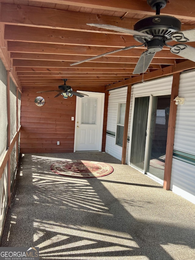 view of patio with ceiling fan