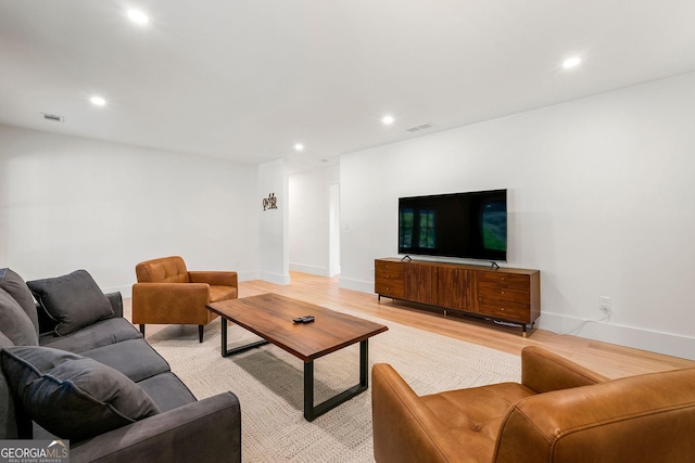 living room featuring light hardwood / wood-style flooring