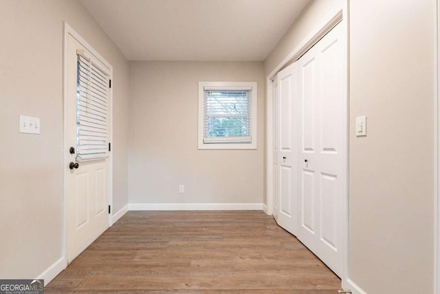 interior space with light hardwood / wood-style flooring