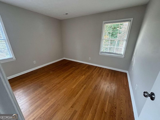 spare room featuring wood-type flooring